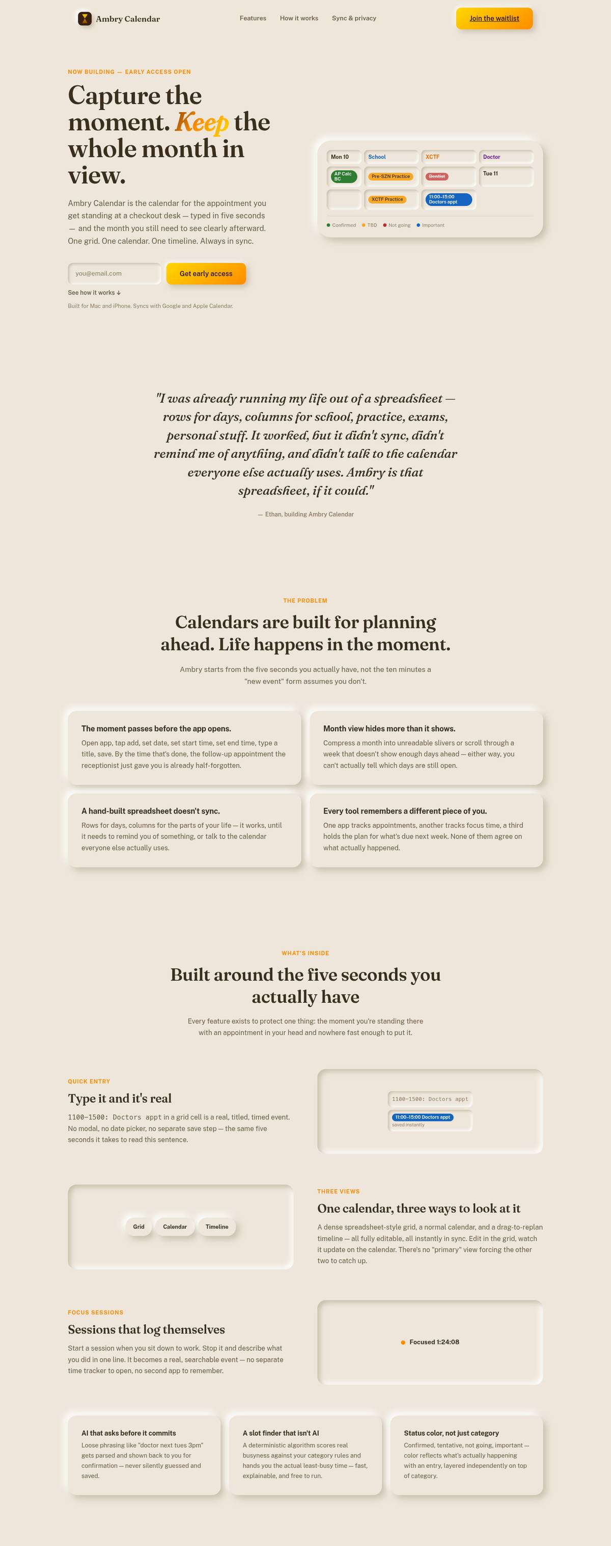 The Ambry Calendar website